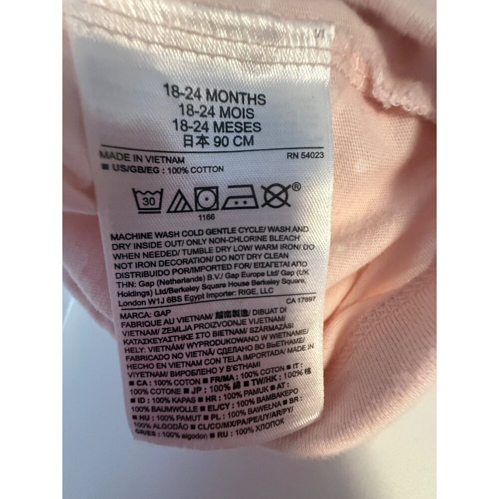 Baby Gap Long-Sleeve Pink Polka Dot Bunny Graphic Bodysuit 18-24 Months - Picture 4 of 5